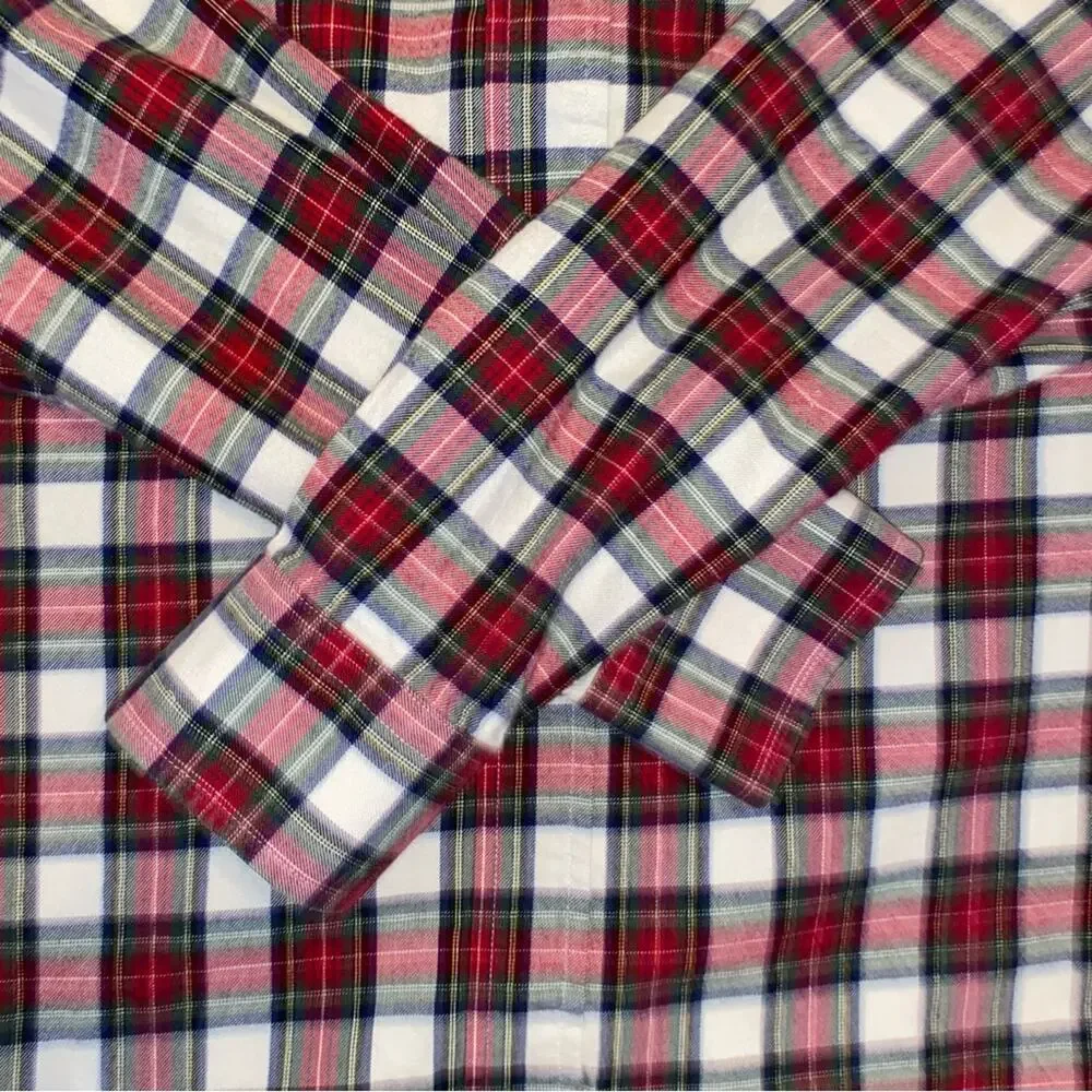 Fred Perry $275 Red & White Plaid Flannel Button Down Shirt sz Small EUC